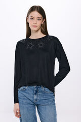 Springfield T-shirt com estrelas cravejadas de cristais preto