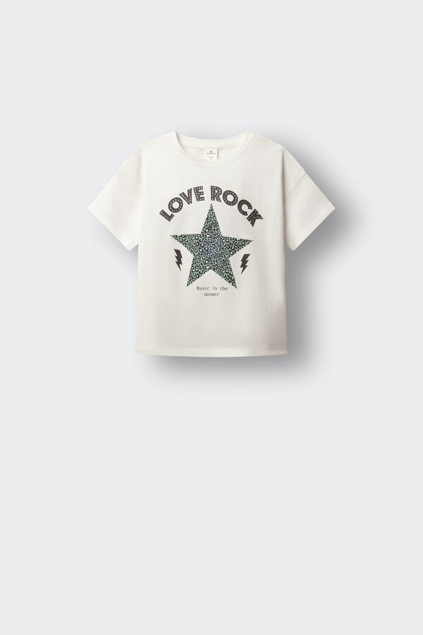 Springfield Kids T-shirt de manga curta LOVE ROCK menina bege