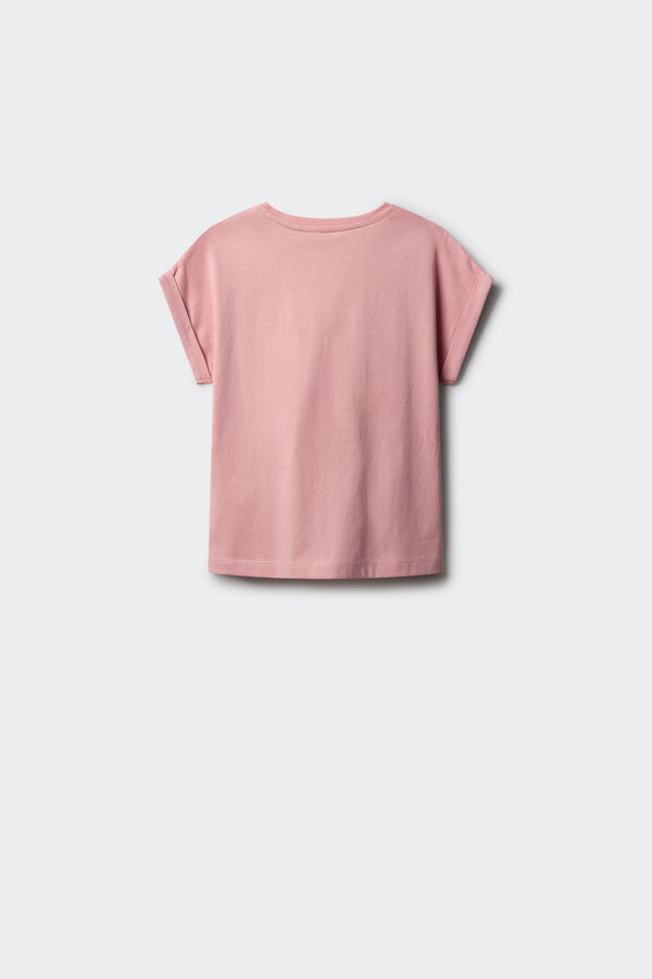 Springfield Kids T-shirt manga curta com bicicleta para menina rosa