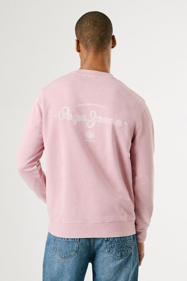 Pepe Jeans  Sudadera lavada con logo pequeño frontal y logo grande en la espalda. rosa