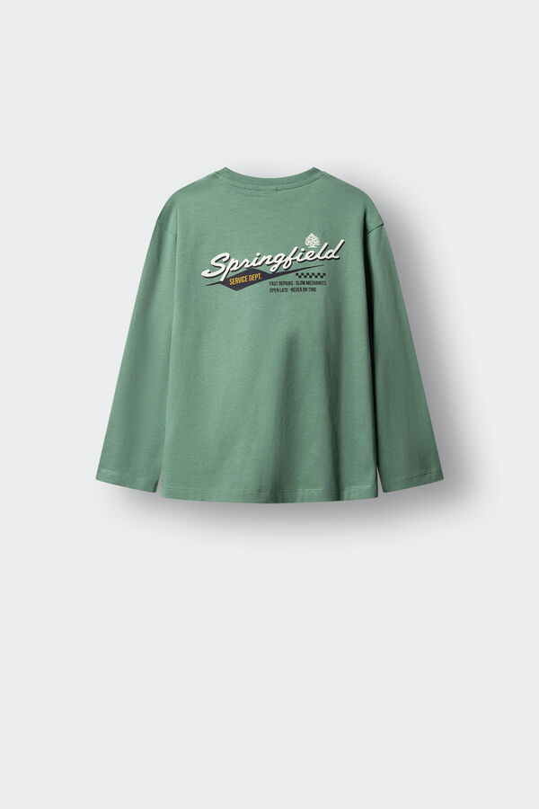 Springfield Kids T-shirt manga comprida com logo Springfield para crian&ccedil;a verde