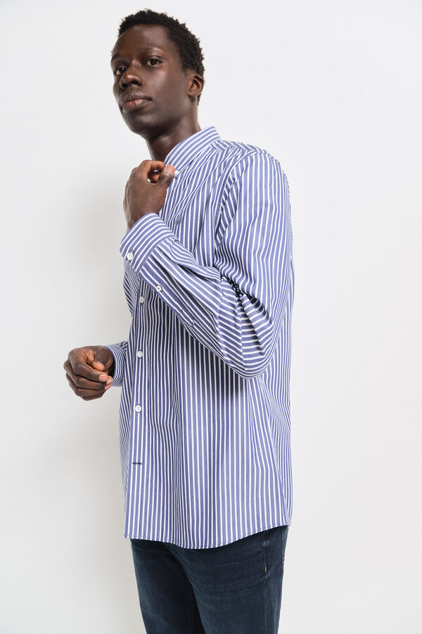 Springfield striped poplin shirt navy