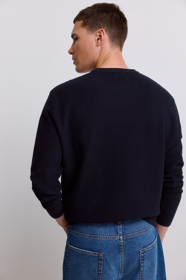 Springfield Camisola com estrutura de efeito duplo azul