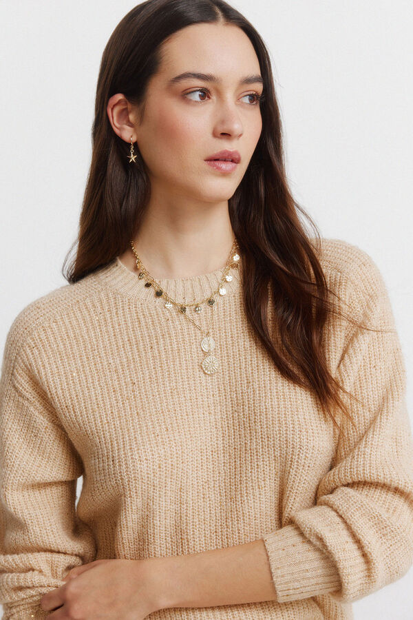 Springfield Camisola com lantejoulas castanho