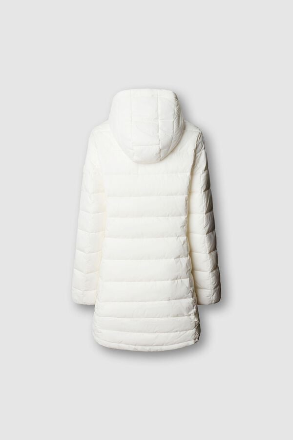 Pepe Jeans Sobretudo acolchoado com capuz e bolsos branco