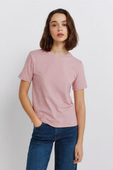 Springfield T-shirt manga curta com tachas rosa