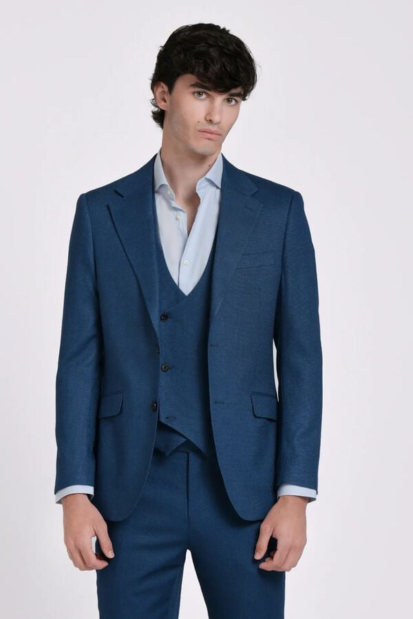 JVZ Blazer de fato texturizado azul