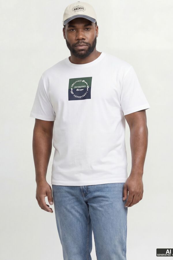 Jack & Jones PLUS T-shirt b&aacute;sica manga curta branco