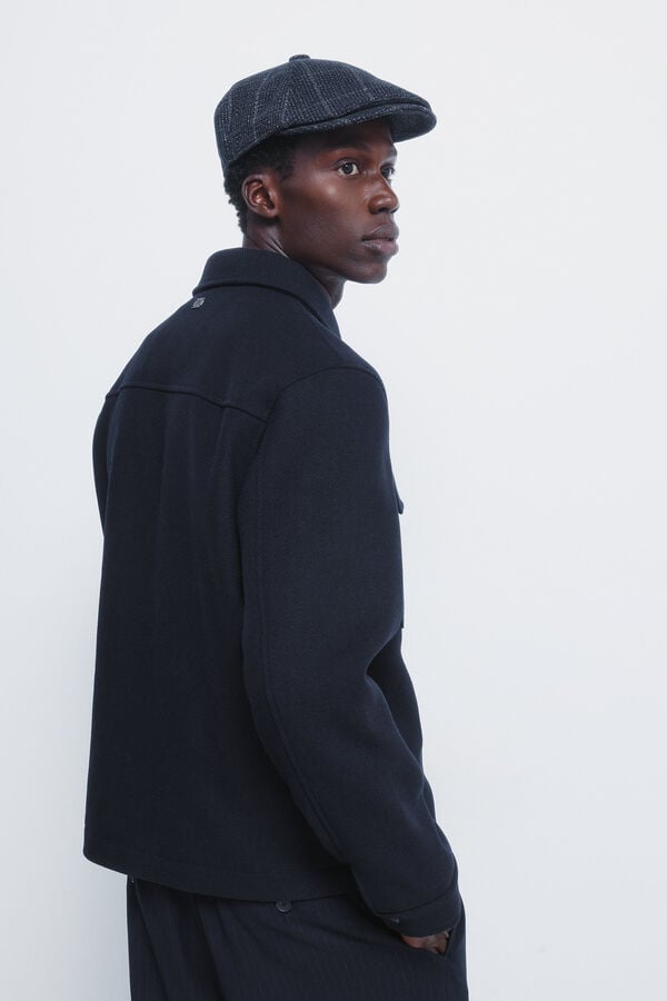 Springfield Blusão camisa de mistura de lã azul