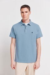 Springfield Polo piqu&eacute; punho em contraste slim fit azul