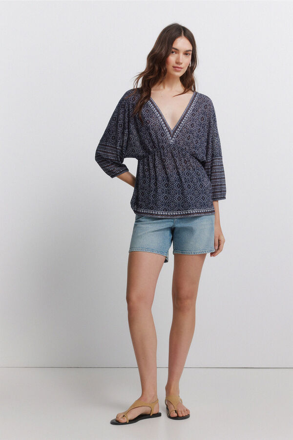 Springfield T-shirt manga morcego azul