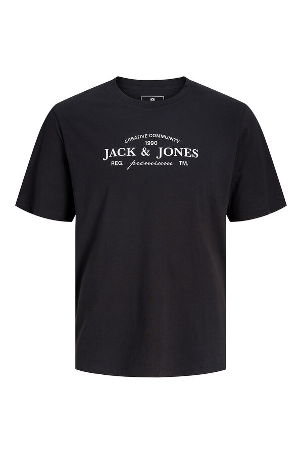 Jack & Jones PLUS T-shirt manga curta em algod&atilde;o preto