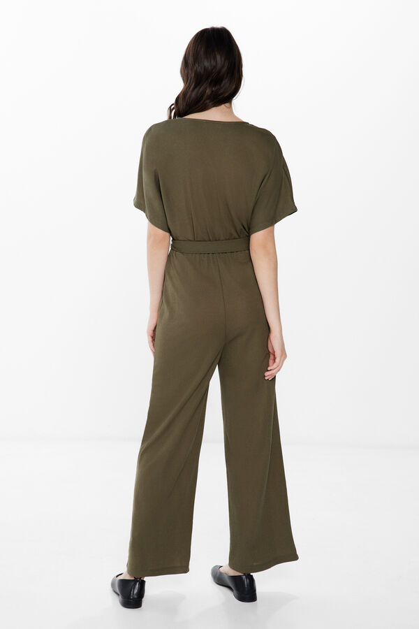 Springfield Long jumpsuit with crossover neckline green