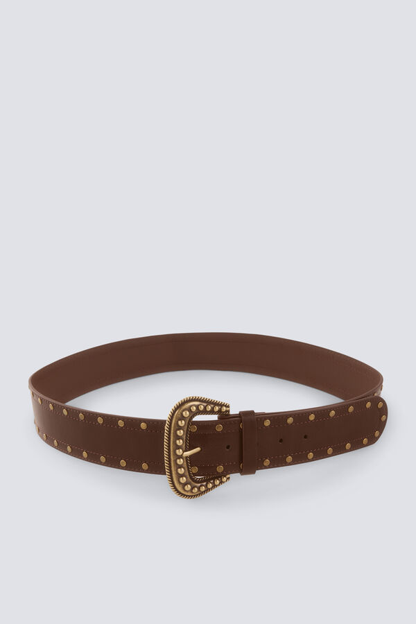 Springfield Cintur&oacute;n ancho tachas marr&oacute;n