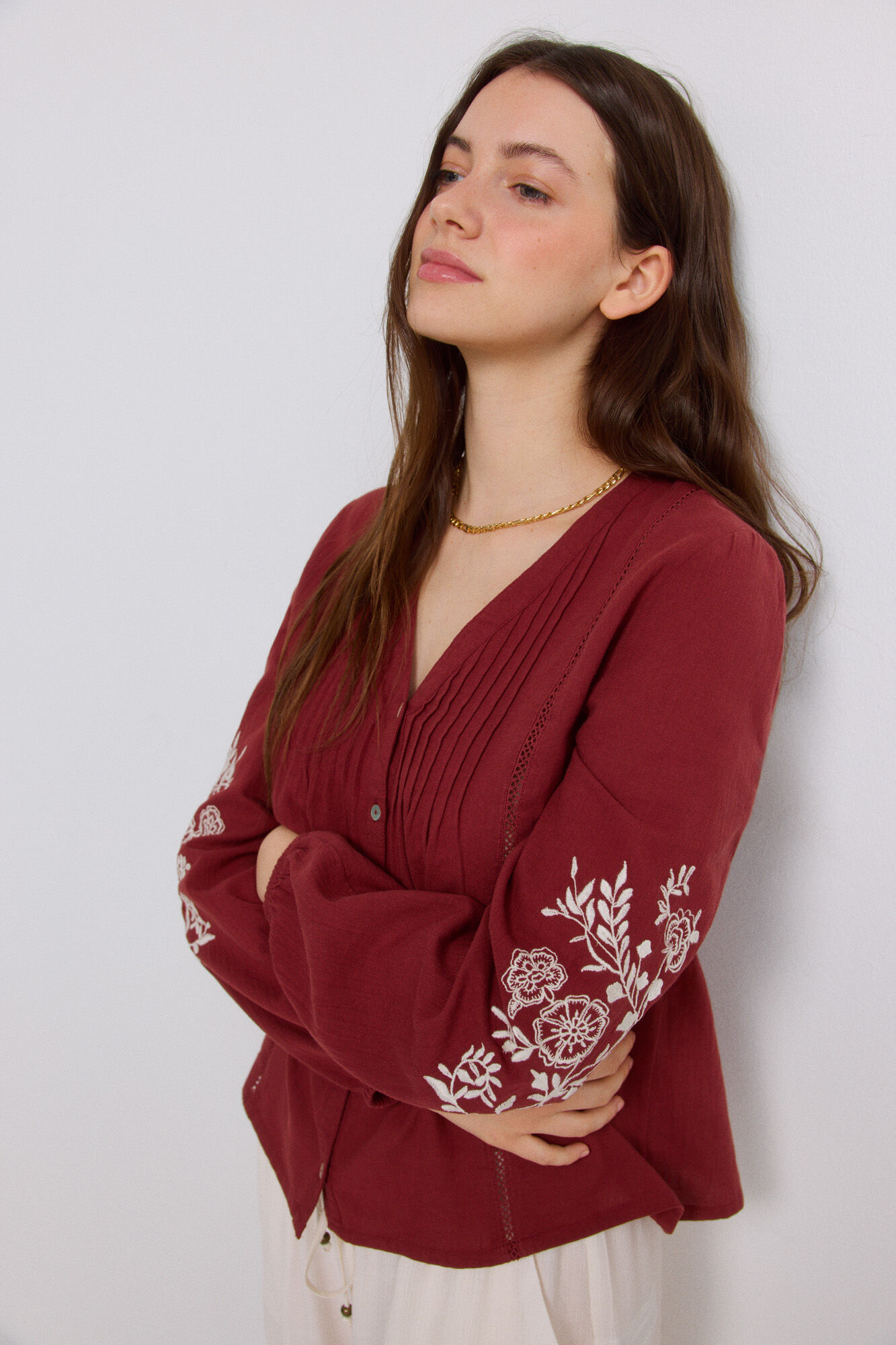 Springfield Blusa rom&acirc;ntica bordada