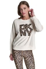 DKNY Sweatshirt gola redonda logo bege