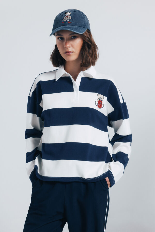 Springfield Polo riscas com bordado azul