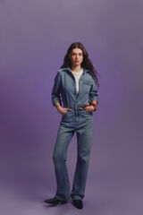 Springfield Macacão jeans comprido azul