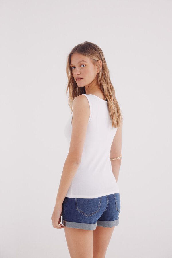 Springfield Camiseta de algodão com decote canoa branco
