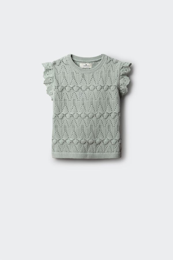 Springfield Kids Top de malha com folhos para menina verde