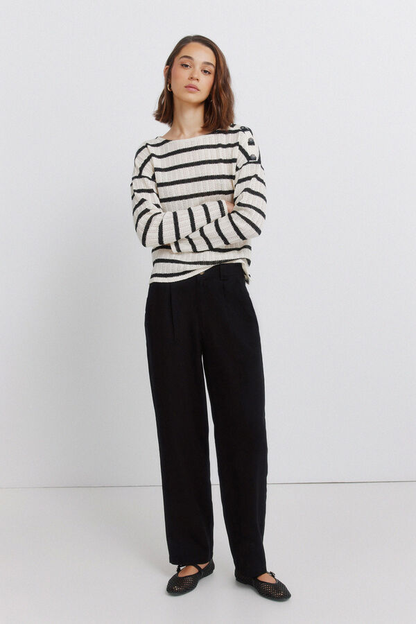 Springfield Cal&ccedil;as de linho preto