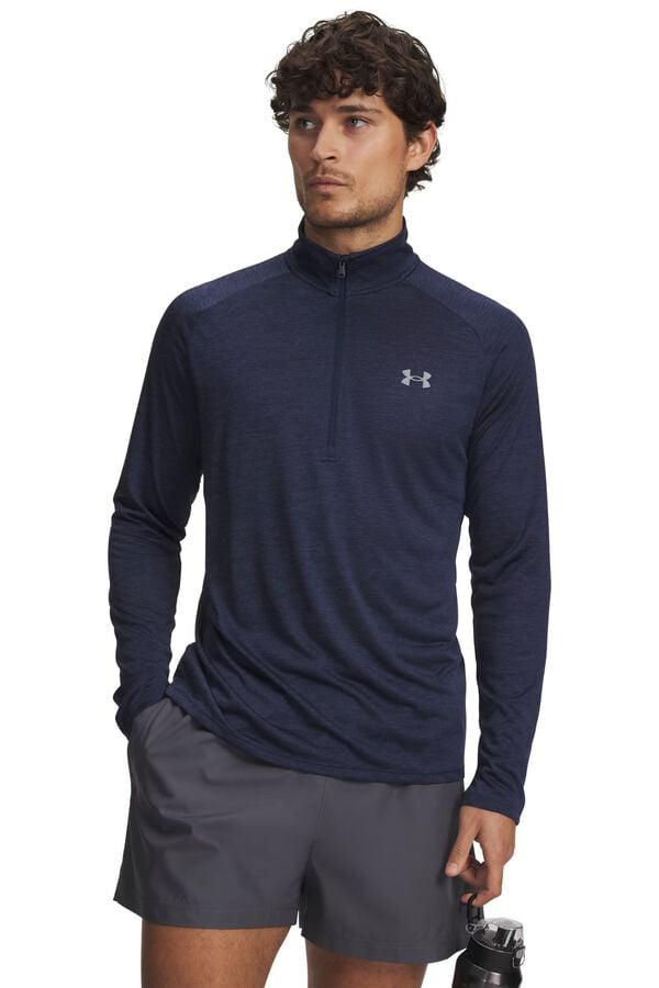 Under Armour T-shirt manga comprida com fecho-&eacute;clair azul