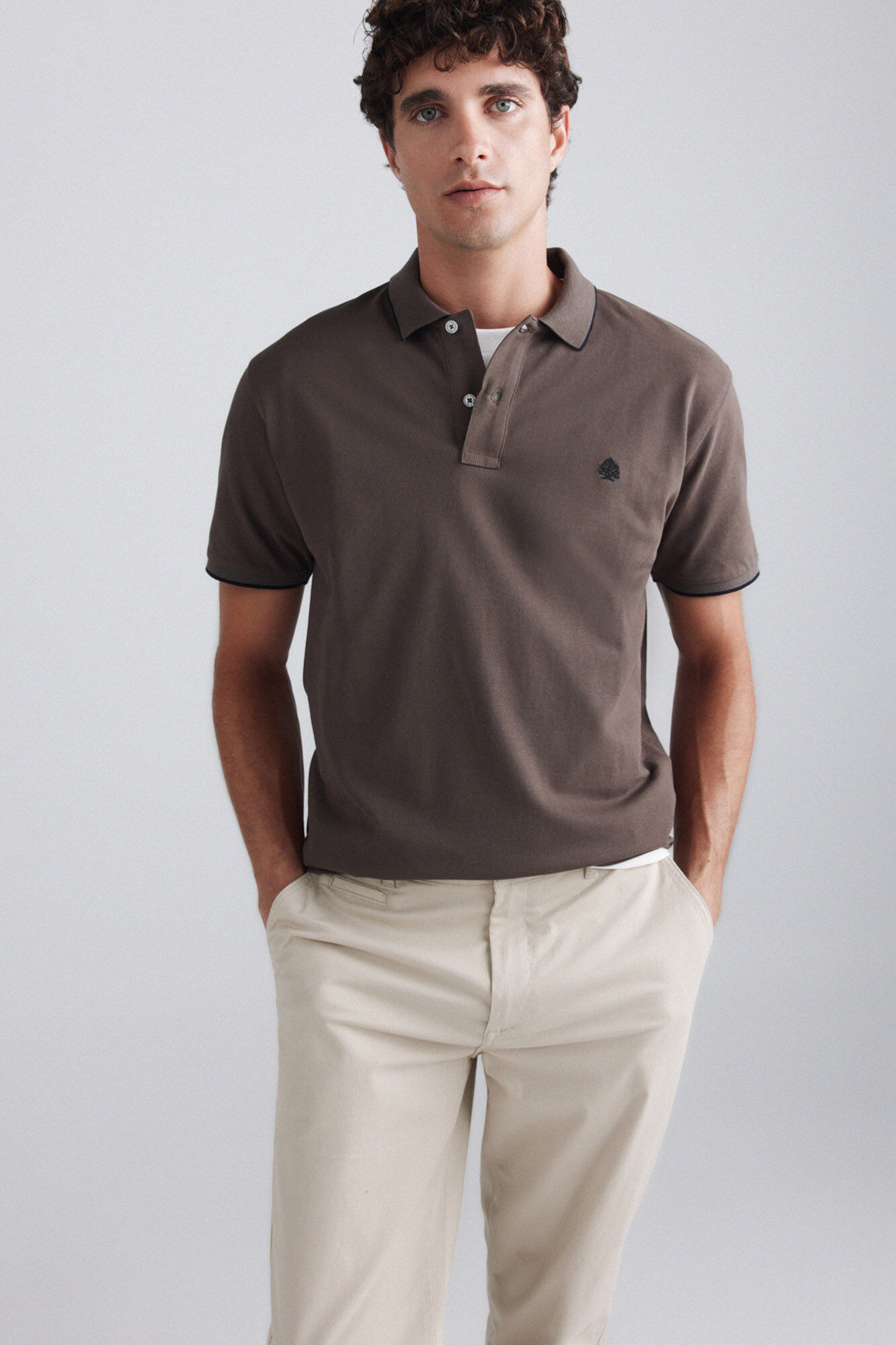 Springfield Polo piqu&eacute; com contrastes slim fit
