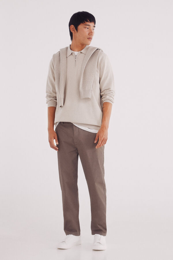 Springfield Calça calças chino slim fit com micro estampa cru