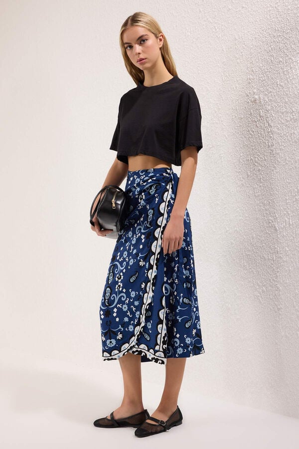 Trendyol Saia midi com la&ccedil;o azul