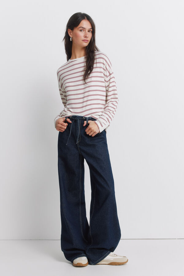 Springfield T-shirt de risca dupla bege