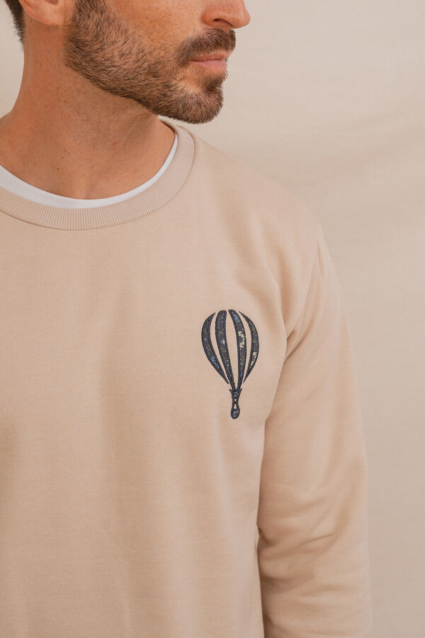 Celopman Sweatshirt com bordado frontal bege