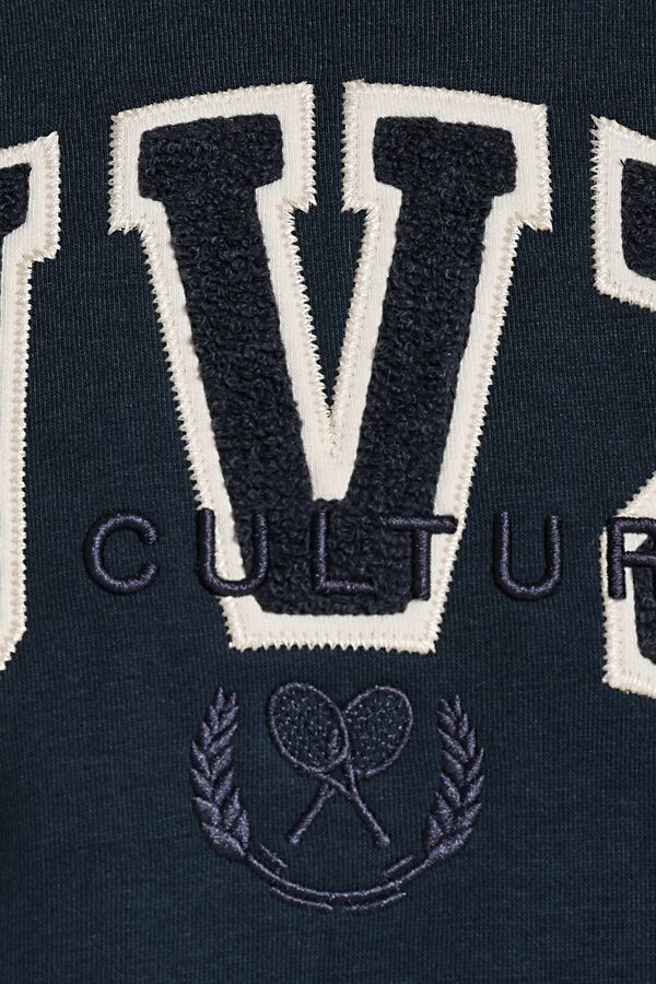 JVZ Sweatshirt de gola redonda com logo azul