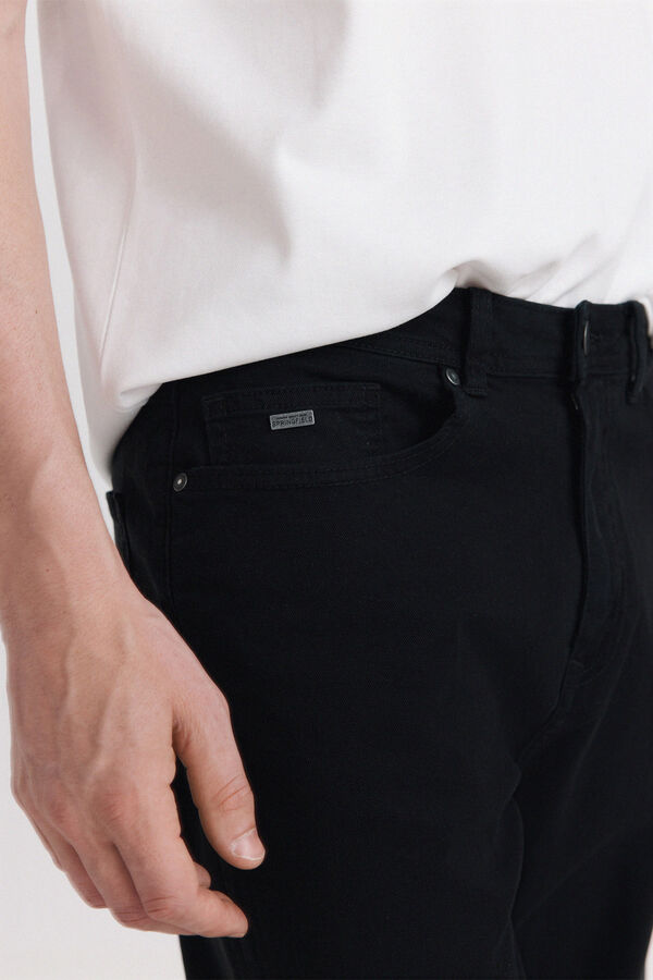 Springfield Washed slim fit 5-pocket trousers black