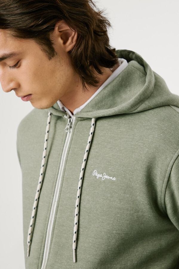 Pepe Jeans Moletom com Sweatshirt e zíper verde