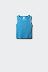 Springfield Kids Top canelado bordado contraste menina azul