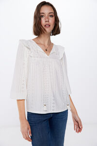 Springfield Circular Swiss embroidery blouse beige