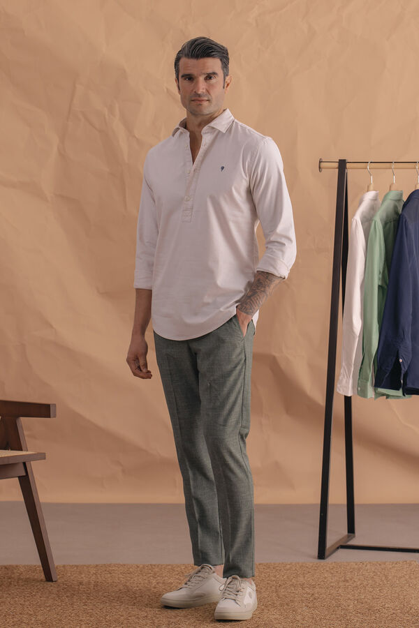Celopman Camisa Polera Oxford beige
