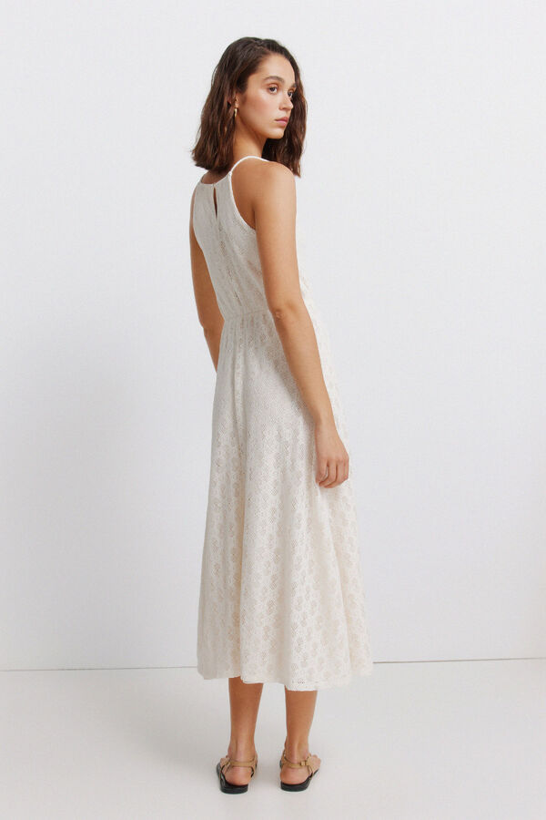 Springfield Vestido midi halter bordado branco