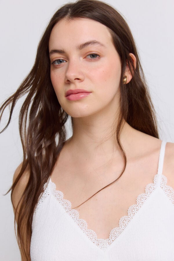 Springfield Vestido midi de al&ccedil;as em crochet branco
