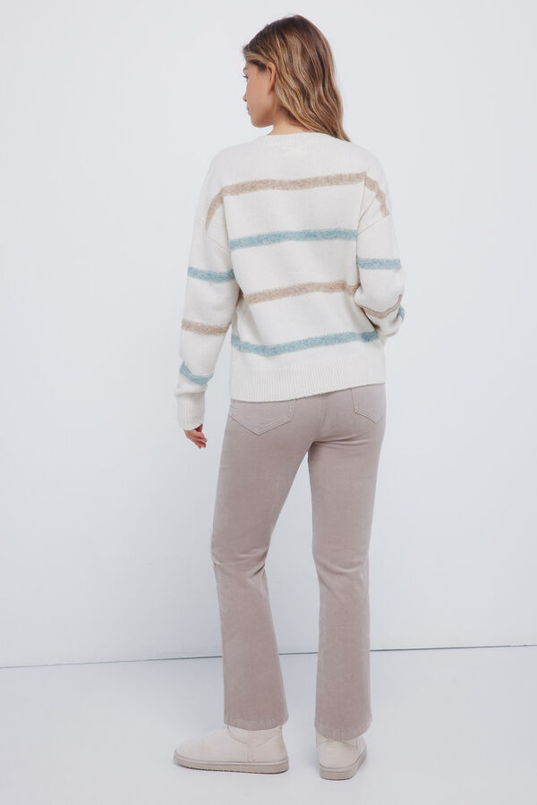 Springfield Calças flare de veludo cotelê cru