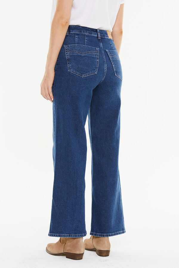 Systemaction Calça largas com bolsos debrum azul
