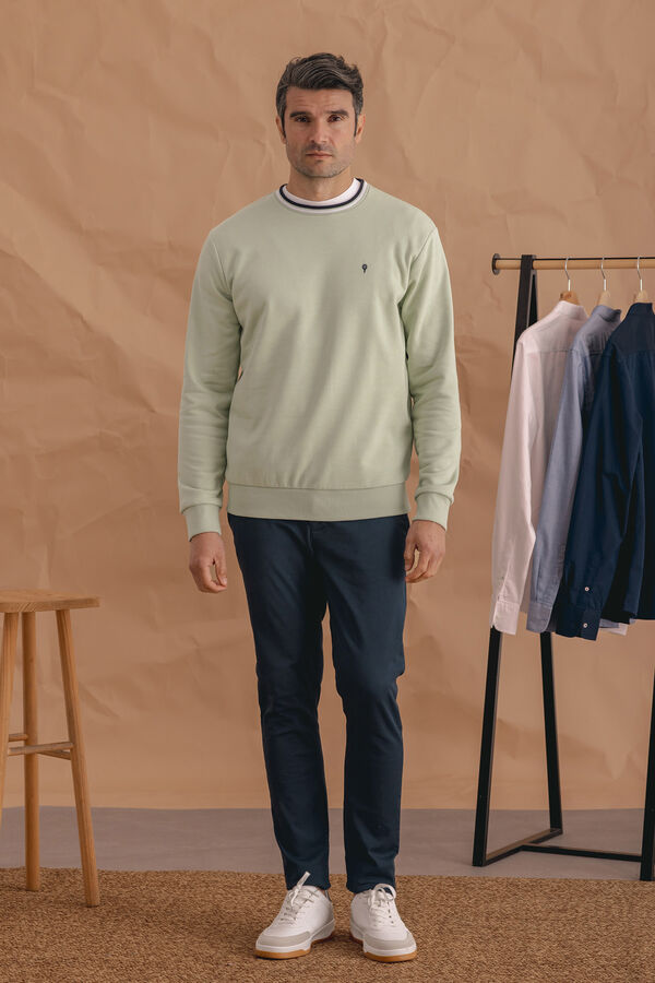 Celopman Sudadera B&aacute;sica Con Ribete verde