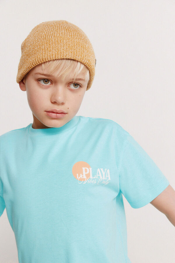 Springfield Kids T-shirt manga curta de praia de menino preto