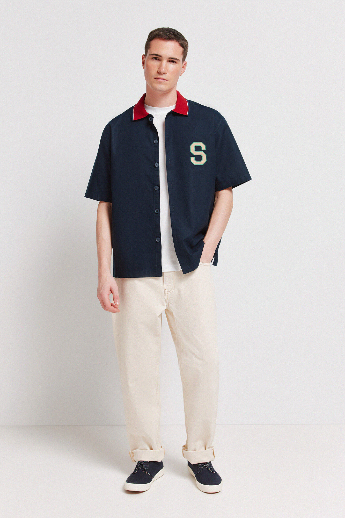 Springfield Camisa varsity manga corta