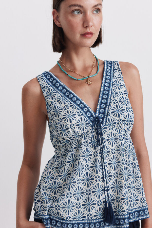 Springfield Top estampado sanefa branco
