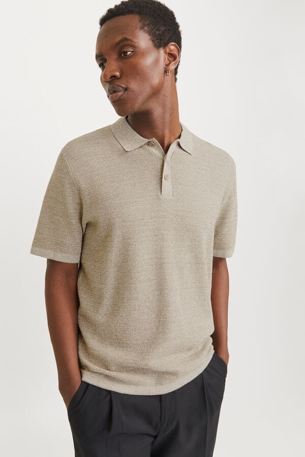 Jack & Jones Polo regular fit em malha cinzento