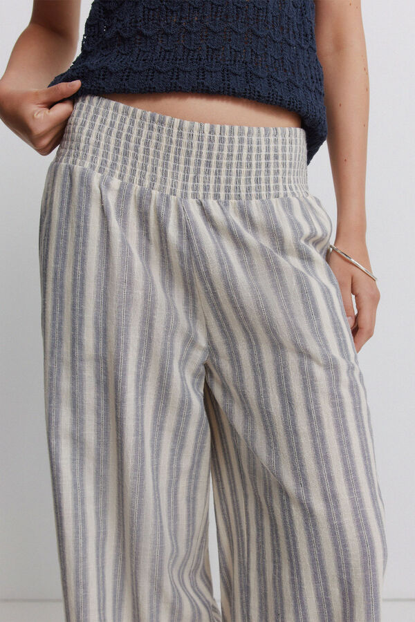 Springfield Pantal&oacute;n ancho rayas blanco