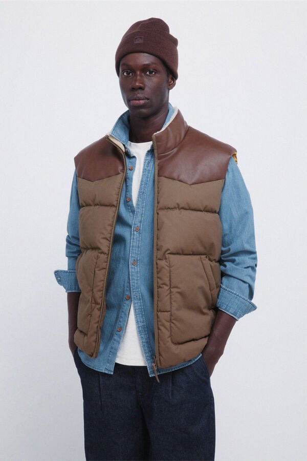 Springfield Colete acolchoado contrastante estampado