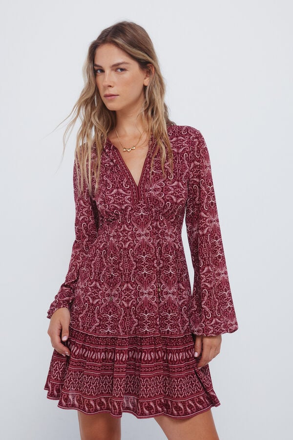 Springfield Vestido curto estampado boho estampado