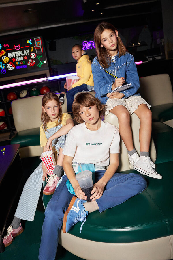 Springfield Kids Jaqueta denim bordado de menina azul